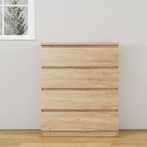 English Elm 4 Drawer Modern Chest Engineered Wood Handle Free Minimalist Storage for Bedroom Closet Natural W3151P407891