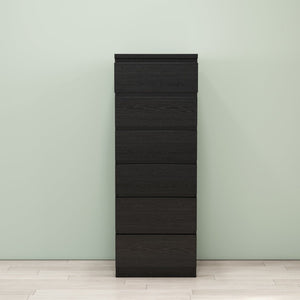 English Elm 6 Drawer Matte Black Chest Sleek Handle Free Design Compact Bedroom Storage Tower W3151P407892