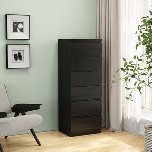 English Elm 6 Drawer Matte Black Chest Sleek Handle Free Design Compact Bedroom Storage Tower W3151P407892