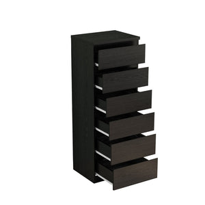 English Elm 6 Drawer Matte Black Chest Sleek Handle Free Design Compact Bedroom Storage Tower W3151P407892