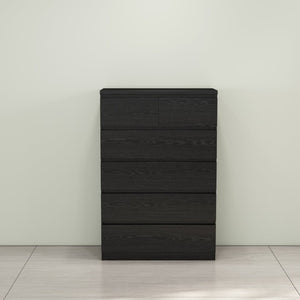 English Elm 2+4 Drawer Matte Finish Dresser Sleek Handle-Free Chest for Modern Bedroom Storage Black W3151P407893