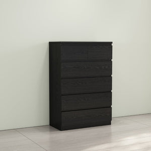 English Elm 2+4 Drawer Matte Finish Dresser Sleek Handle-Free Chest for Modern Bedroom Storage Black W3151P407893