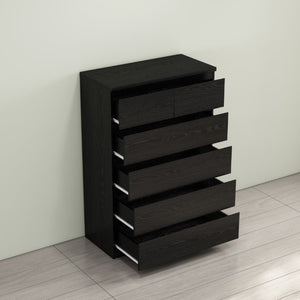 English Elm 2+4 Drawer Matte Finish Dresser Sleek Handle-Free Chest for Modern Bedroom Storage Black W3151P407893