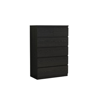 English Elm 2+4 Drawer Matte Finish Dresser Sleek Handle-Free Chest for Modern Bedroom Storage Black W3151P407893