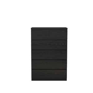 English Elm 2+4 Drawer Matte Finish Dresser Sleek Handle-Free Chest for Modern Bedroom Storage Black W3151P407893