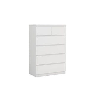 English Elm 2+4 Drawer Matte Finish Dresser Sleek Handle-Free Chest for Modern Bedroom Storage White W3151P407894