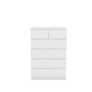 English Elm 2+4 Drawer Matte Finish Dresser Sleek Handle-Free Chest for Modern Bedroom Storage White W3151P407894