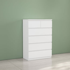 English Elm 2+4 Drawer Matte Finish Dresser Sleek Handle-Free Chest for Modern Bedroom Storage White W3151P407894