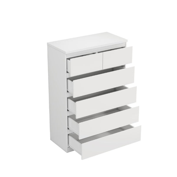 English Elm 2+4 Drawer Matte Finish Dresser Sleek Handle-Free Chest for Modern Bedroom Storage White W3151P407894
