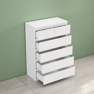 English Elm 2+4 Drawer Matte Finish Dresser Sleek Handle-Free Chest for Modern Bedroom Storage White W3151P407894