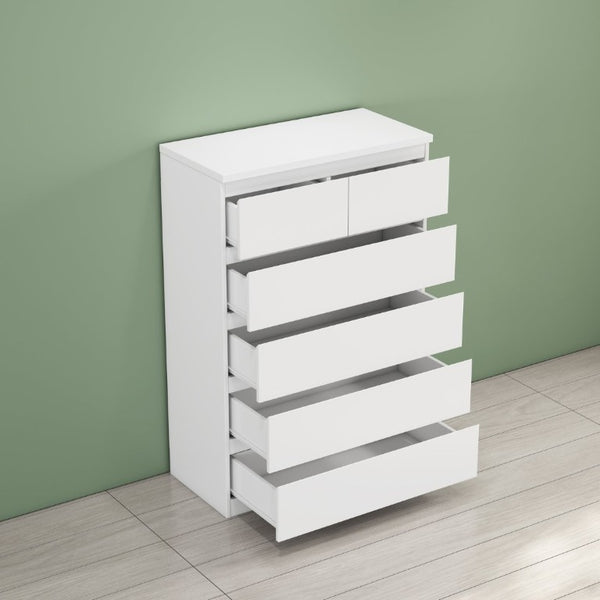 English Elm 2+4 Drawer Matte Finish Dresser Sleek Handle-Free Chest for Modern Bedroom Storage White W3151P407894