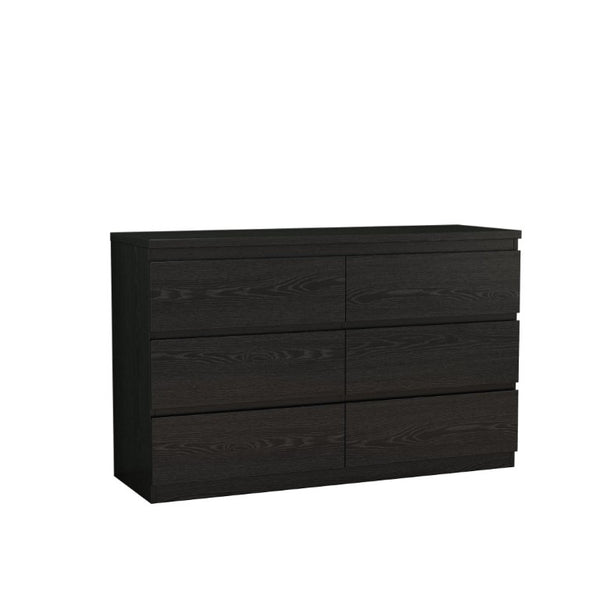English Elm 6 Drawer Matte Black Chest Flush Front Handleless Design with Reinforced Top for Bedroom W3151P407895