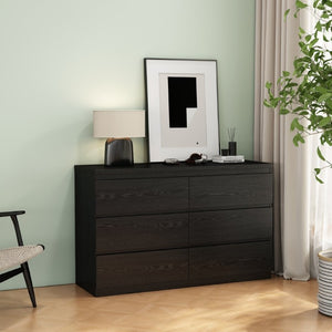 English Elm 6 Drawer Matte Black Chest Flush Front Handleless Design with Reinforced Top for Bedroom W3151P407895