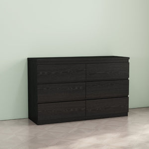 English Elm 6 Drawer Matte Black Chest Flush Front Handleless Design with Reinforced Top for Bedroom W3151P407895