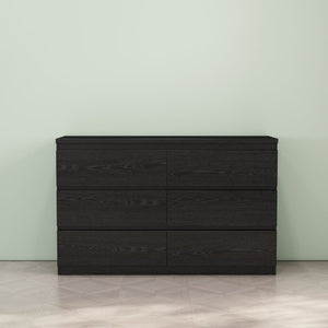 English Elm 6 Drawer Matte Black Chest Flush Front Handleless Design with Reinforced Top for Bedroom W3151P407895