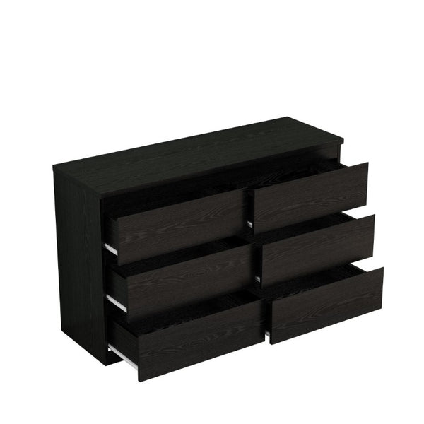 English Elm 6 Drawer Matte Black Chest Flush Front Handleless Design with Reinforced Top for Bedroom W3151P407895