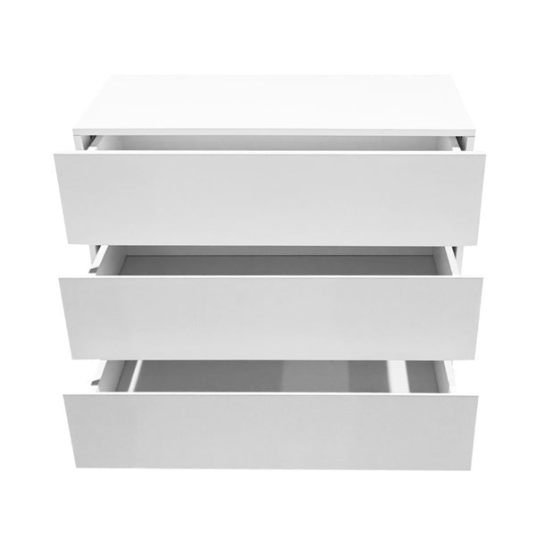 English Elm 3 Drawer White Chest with Natural Wood Legs Minimalist Bedroom Storage Cabinet W3151P511398