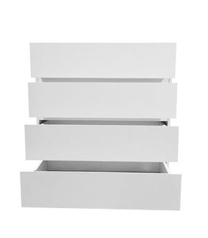 English Elm 4 Drawer White Dresser with Wood Legs Push Open Minimalist Bedroom Storage Chest W3151P511399