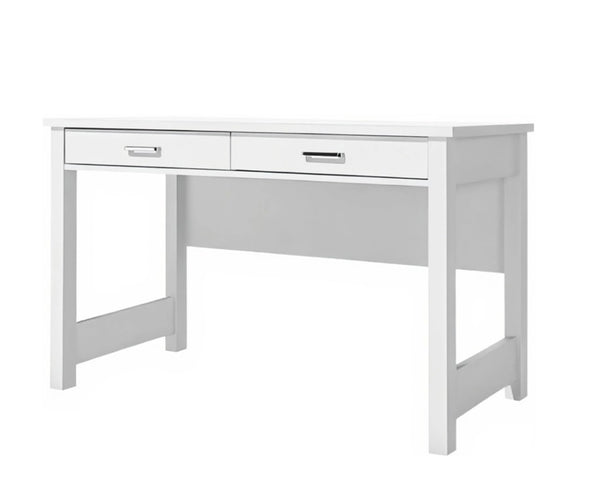 English Elm High Gloss White Lacquer Writing Desk with Two Drawers and Reinforced Tabletop W3151P511401