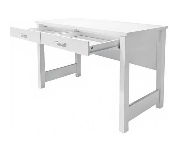English Elm High Gloss White Lacquer Writing Desk with Two Drawers and Reinforced Tabletop W3151P511401