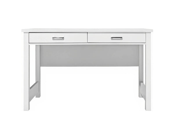 English Elm High Gloss White Lacquer Writing Desk with Two Drawers and Reinforced Tabletop W3151P511401