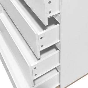English Elm 4+2 Drawer White Dresser with Natural Wood Legs Handle Free Modern Bedroom Storage W3151S00081