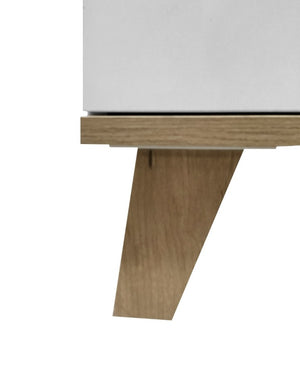 English Elm 4+2 Drawer White Dresser with Natural Wood Legs Handle Free Modern Bedroom Storage W3151S00081