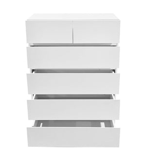 English Elm 4+2 Drawer White Dresser with Natural Wood Legs Handle Free Modern Bedroom Storage W3151S00081