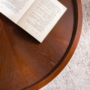 English Elm 30.71 Round Flip Top Storage Coffee Table Solid Wood Radial Grain Mid-Century Modern W3158P489271