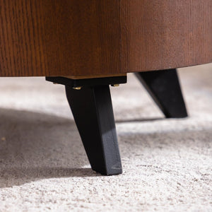 English Elm 30.71 Round Flip Top Storage Coffee Table Solid Wood Radial Grain Mid-Century Modern W3158P489271
