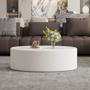 English Elm 33.46 Oval Faux Leather Storage Coffee Table with Tempered Glass Lid for Modern Living W3158P496086