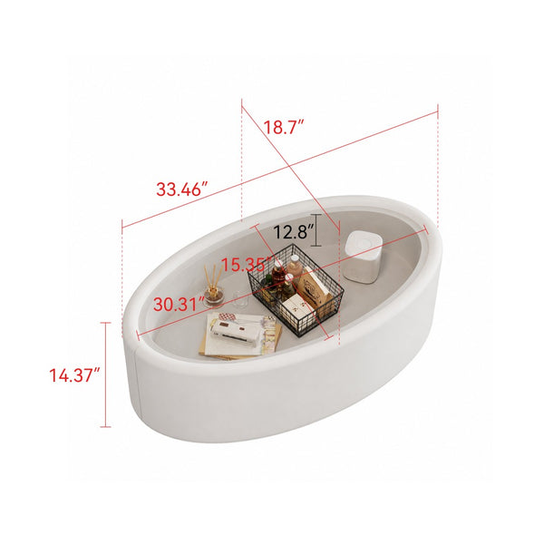 English Elm 33.46 Oval Faux Leather Storage Coffee Table with Tempered Glass Lid for Modern Living W3158P496086