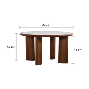 English Elm 27.76 Round Sintered Stone Cocktail Table Walnut Wood Rim Low Profile Living Room W3158P511610