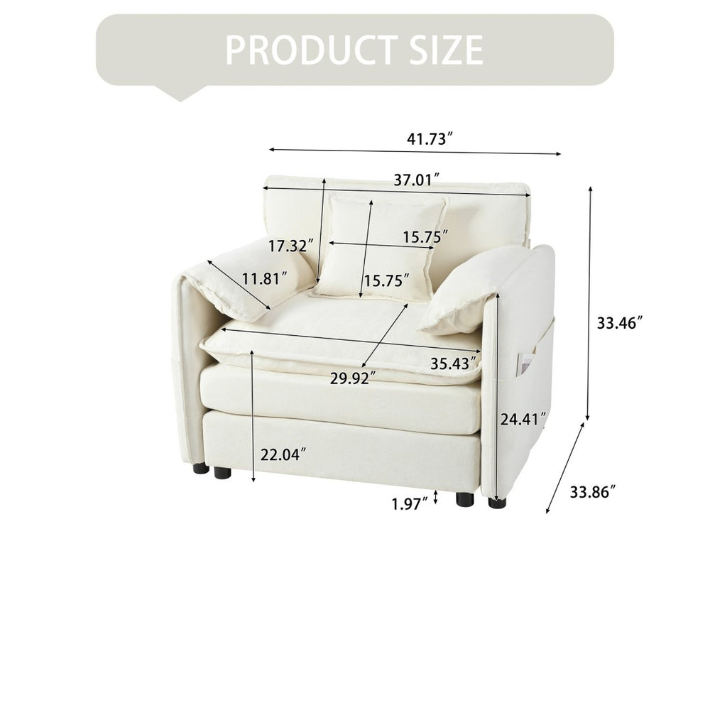 English Elm Oversized Chenille Accent Chair Deep Seat Modular Design with Storage Pockets W3163P269202