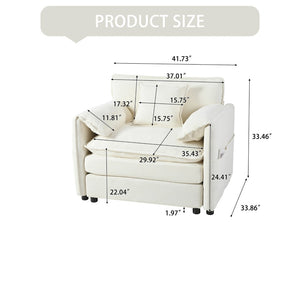English Elm Oversized Chenille Accent Chair Deep Seat Modular Design with Storage Pockets W3163P269202