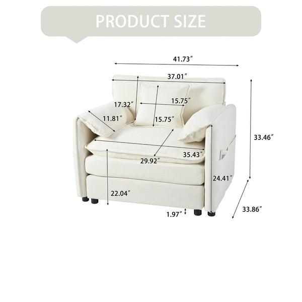English Elm Oversized Chenille Accent Chair Deep Seat Modular Design with Storage Pockets W3163P269202