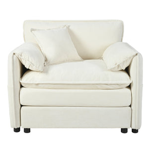 English Elm Oversized Chenille Accent Chair Deep Seat Modular Design with Storage Pockets W3163P269202