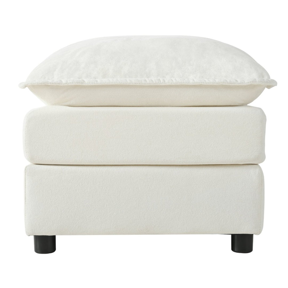English Elm Luxury Chenille Upholstered Ottoman Plush Double Cushion Footrest for Living Room W3163P269204