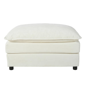English Elm Luxury Chenille Upholstered Ottoman Plush Double Cushion Footrest for Living Room W3163P269204