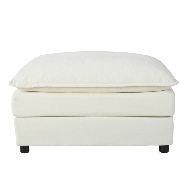 English Elm Luxury Chenille Upholstered Ottoman Plush Double Cushion Footrest for Living Room W3163P269204