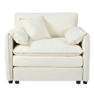 English Elm Oversized Chenille Reading Chair Deep Seat Modular Lounger for Living Room or Bedroom Beige W3163P365681