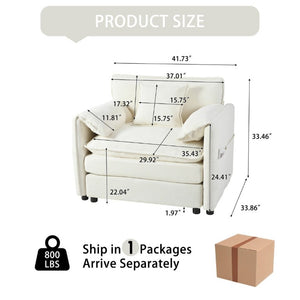 English Elm Oversized Chenille Reading Chair Deep Seat Modular Lounger for Living Room or Bedroom Beige W3163P365681