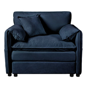 English Elm Oversized Chenille Reading Chair Deep Seat Modular Lounger for Living Room or Bedroom Blue W3163P365693