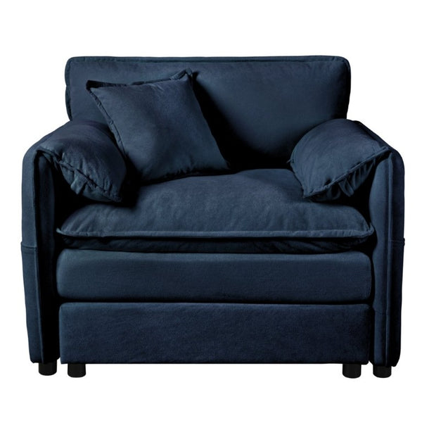 English Elm Oversized Chenille Reading Chair Deep Seat Modular Lounger for Living Room or Bedroom Blue W3163P365693
