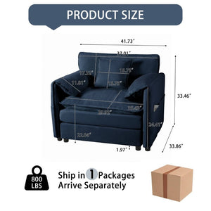 English Elm Oversized Chenille Reading Chair Deep Seat Modular Lounger for Living Room or Bedroom Blue W3163P365693