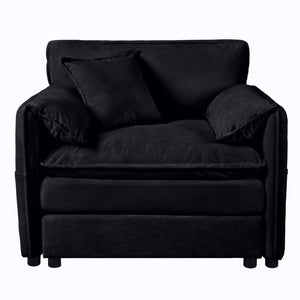 English Elm Oversized Chenille Reading Chair Deep Seat Modular Lounger for Living Room or Bedroom Black W3163P365714