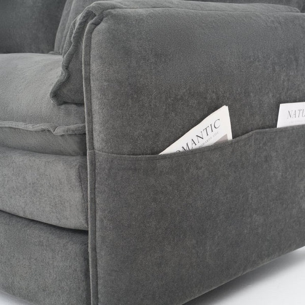English Elm Oversized Chenille Reading Chair Deep Seat Modular Lounger for Living Room or Bedroom Grey W3163P365729