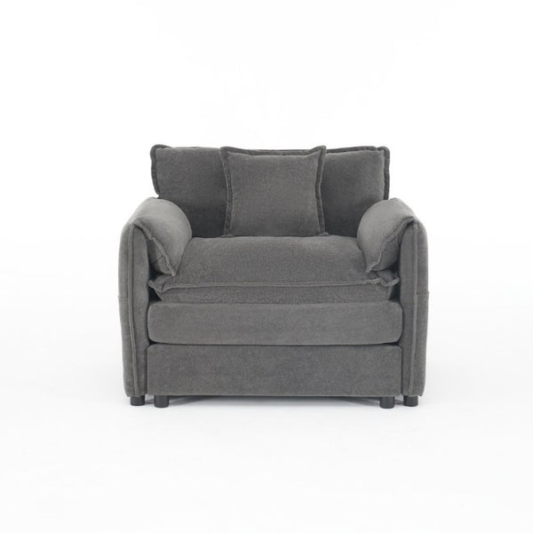 English Elm Oversized Chenille Reading Chair Deep Seat Modular Lounger for Living Room or Bedroom Grey W3163P365729