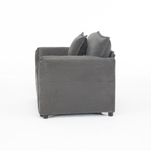 English Elm Oversized Chenille Reading Chair Deep Seat Modular Lounger for Living Room or Bedroom Grey W3163P365729