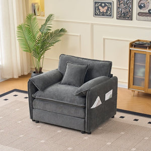 English Elm Oversized Chenille Reading Chair Deep Seat Modular Lounger for Living Room or Bedroom Grey W3163P365729